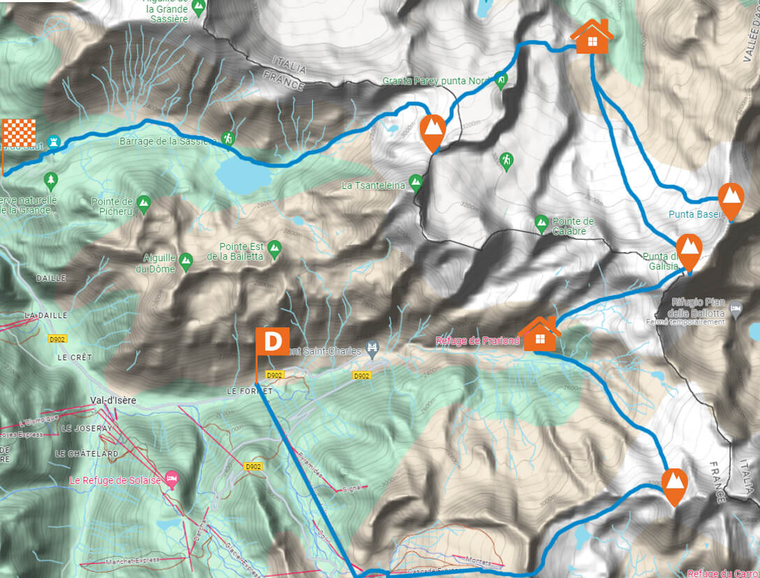 Carte Entre Vanoise et Grand Paradis